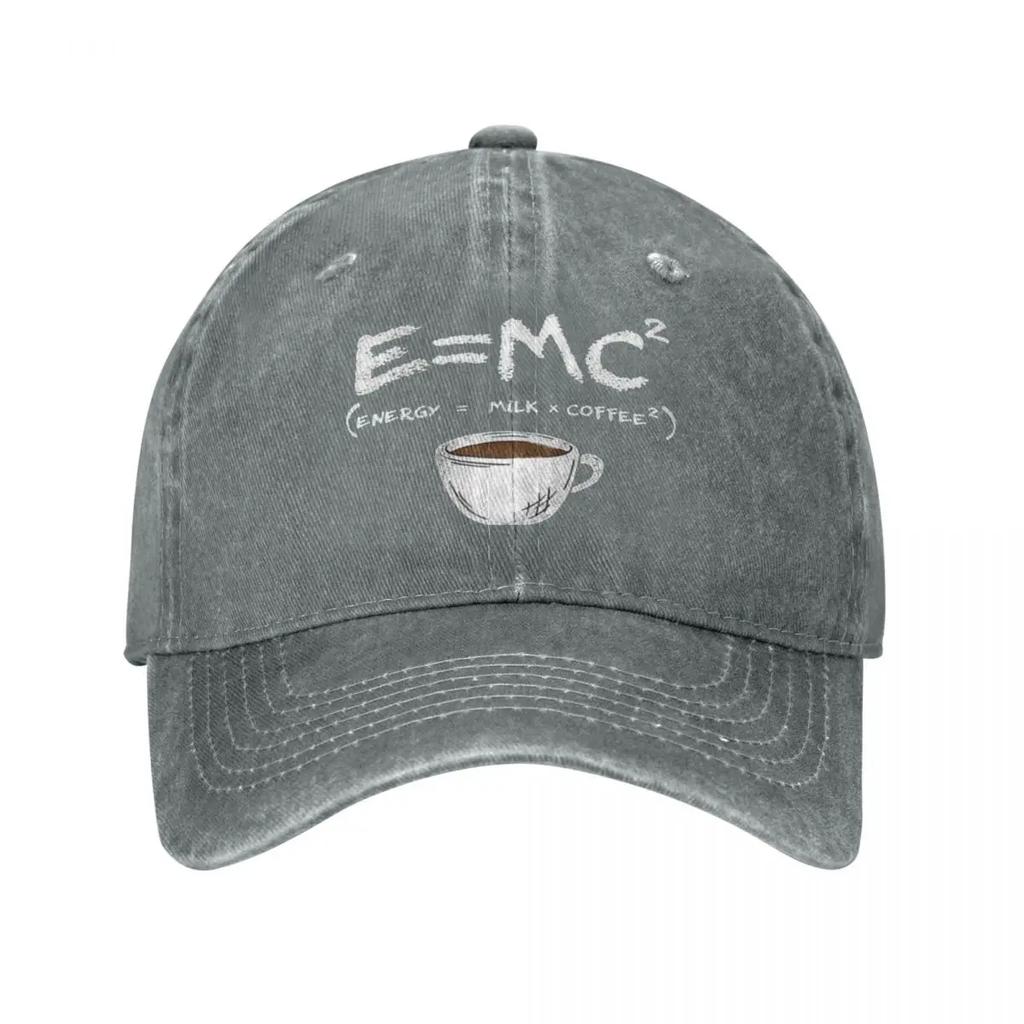 Vintage Energy=Milk+Coffee Baseball Caps Style Distressed Denim Sun Cap E=MC Outdoor Workouts Hats Cap