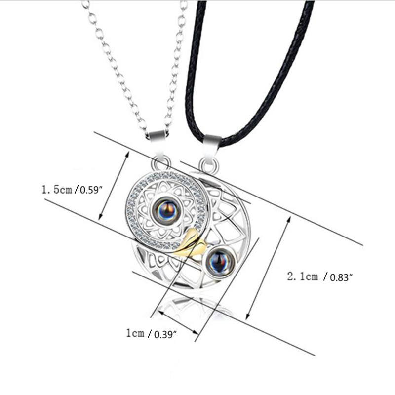 Love Couple Necklace Pair Clavicle Chain Projection Stone Sun Moon Pendant Necklace Men Women Love Tokens Tanabata G