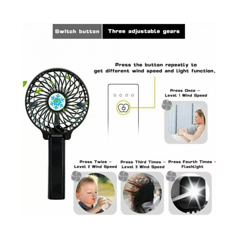 (Blue) Mini Hand Held Fan Portable Folding Desk Fan Cooler Cooling USB Rechargeable Fan