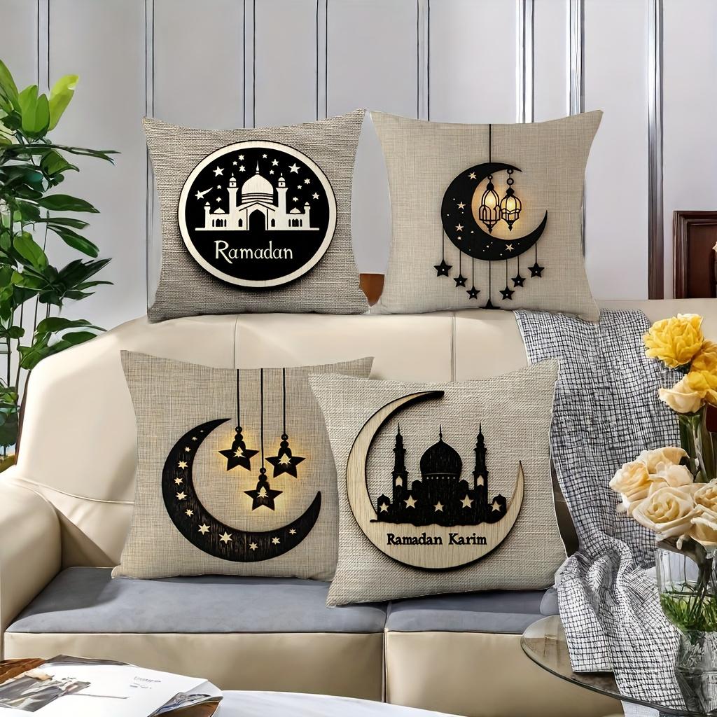 Ramadan Themed Cushion Covers With Mosque Moon Stars Polyester pillowcase, sofa decorative cushion cov Headboard Pillow