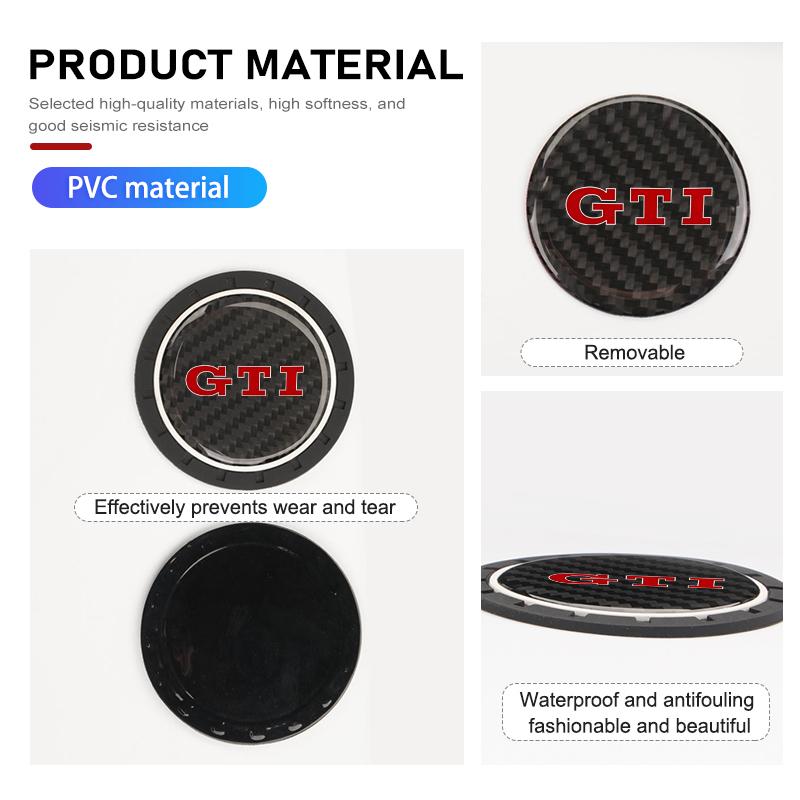 For VW VOLKSWAGEN 2026 New 2Pcs Car Water Cup Anti-slip Pad Carbon Fiber Holder Mat For GTI Tiguan Passat B5 B6 B7 CC Jetta MK5