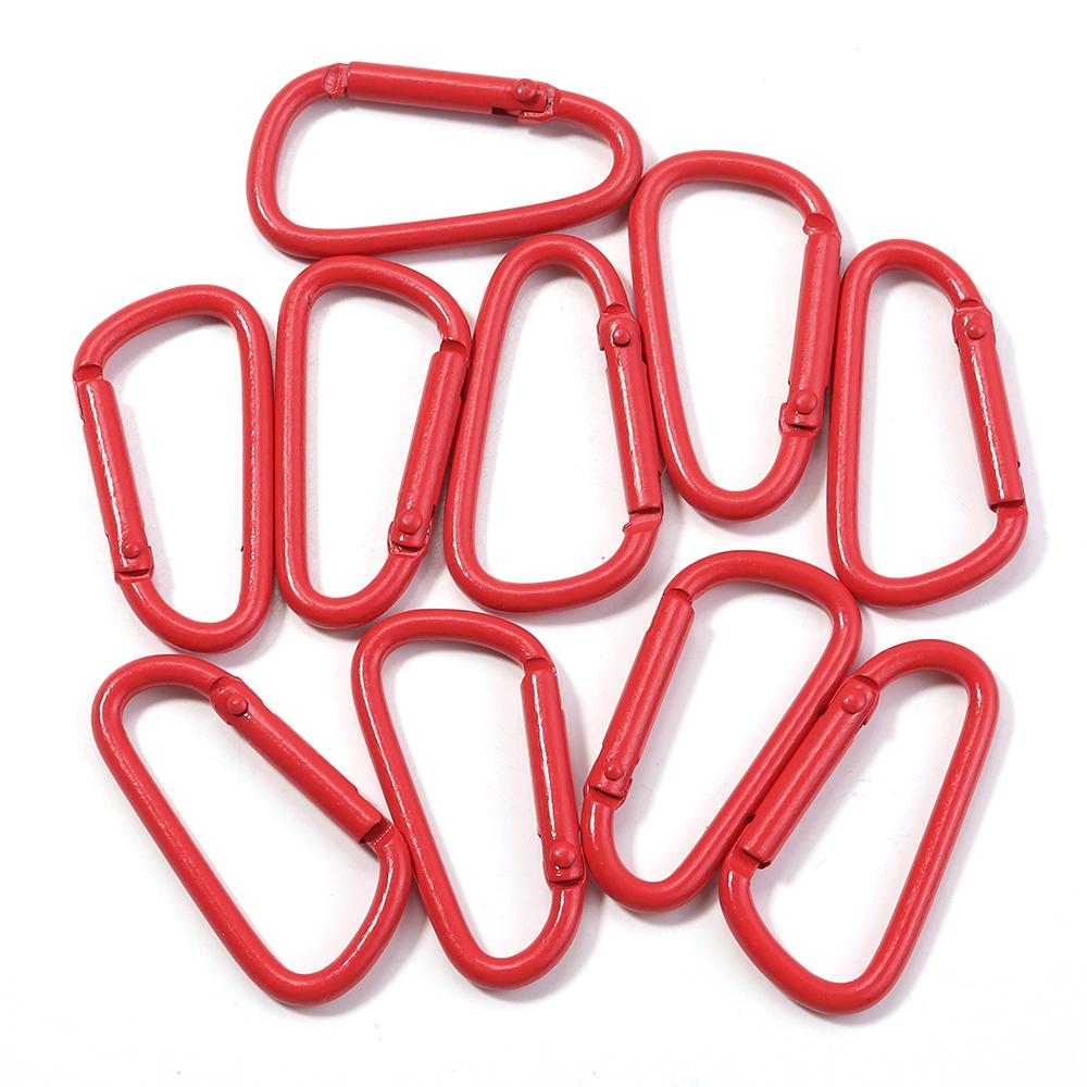 10pcs Alloy Carabiner Key Chain Clip Colorful D-shaped Spring Buckle Hook For DIY Outdoor Camping Handbag Key Ring Accessories красный