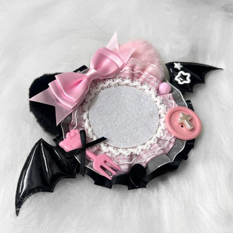 Cute Plush Badge Ornaments for 55mm 75mm Anime Pin Handmade Black Wings Mental Pins Holder Creative Goods Decoration Wholesales