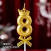 1Pc Gold/Silver Crown Bowknot Number Candle - Birthday Valentine's Day Cake Party Decor