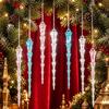 12 Stück Realistische Acryl-Eiszapfen-Weihnachtsdekorationen Fake-Eiszapfen Transparent Klare Eisstreifen Hängende Anhänger Funkelnd