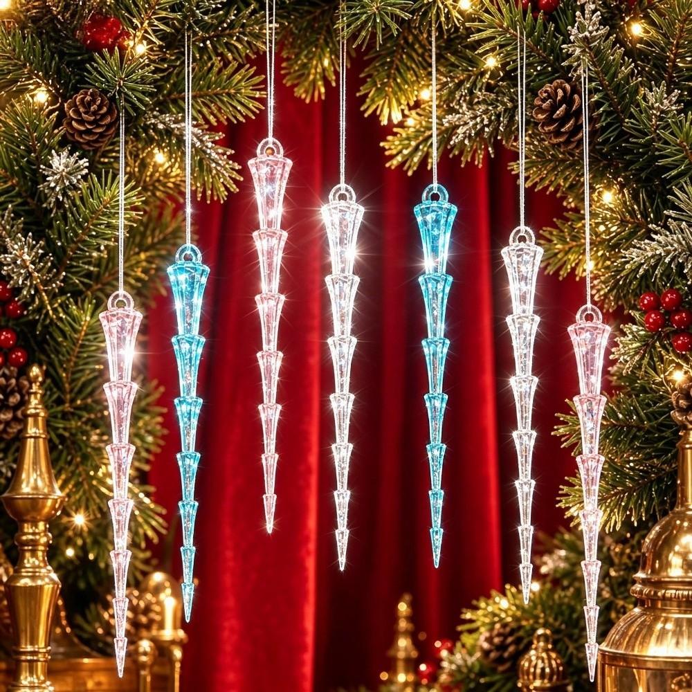 12 Stück Realistische Acryl-Eiszapfen-Weihnachtsdekorationen Fake-Eiszapfen Transparent Klare Eisstreifen Hängende Anhänger Funkelnd