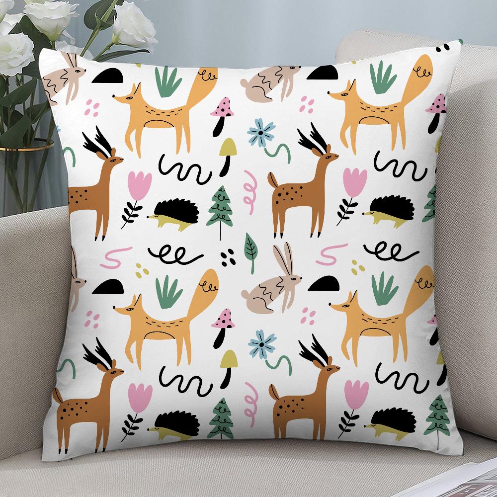 Forest Animals Printed Pillow Case 3D Print Polyester Fiber 40*40 cm Home Sofa Throw Pillow Cover Decoration Festival Gift