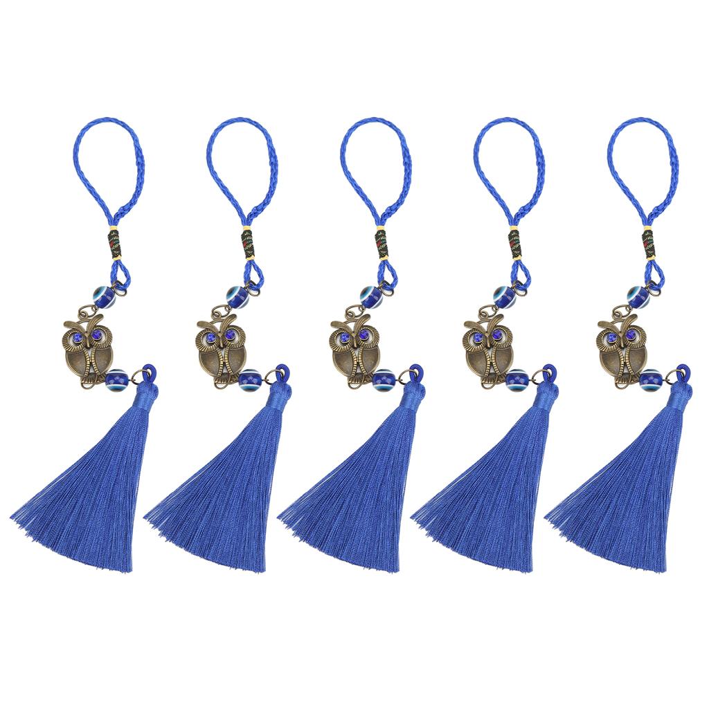 5 Pcs Owl Blue Eye Pendant Delicate Bronze Owl Blue Evil Eye Ornament Home Office Car Decorations