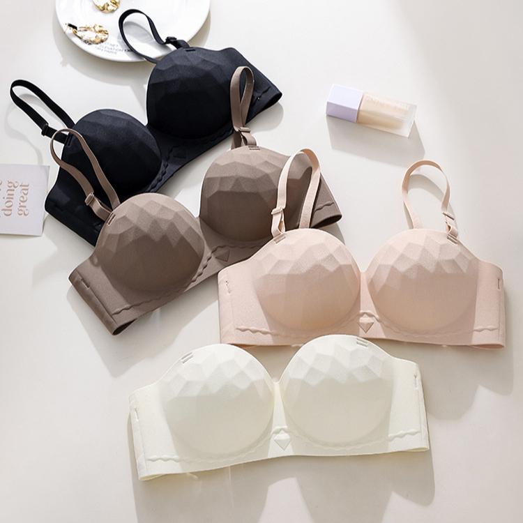 Strapless Lingerie Women's Gathering Bra Anti-slip Retractable Breasts Anti-lowering Bra Push Up Bra
