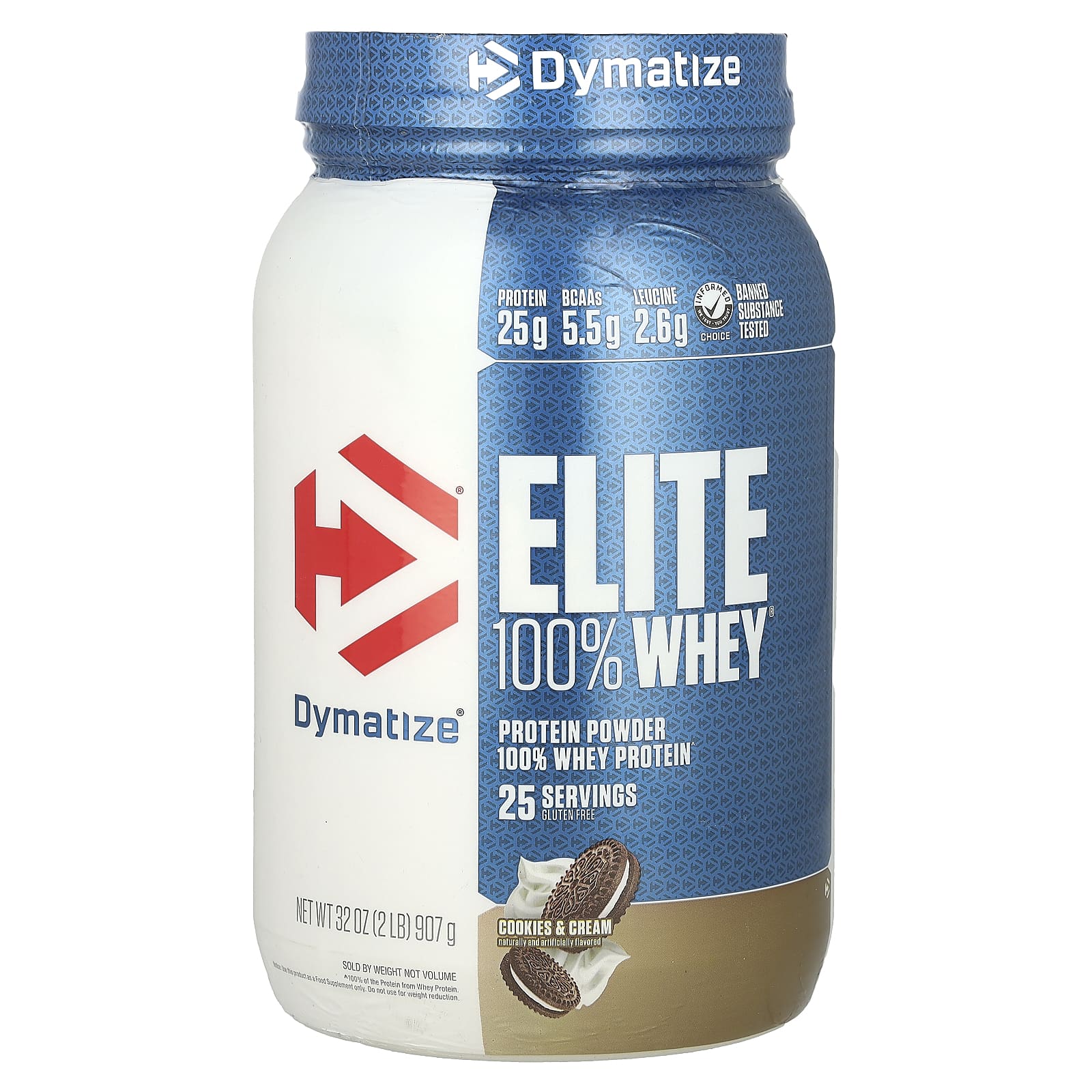 

Dymatize, Elite 100% Whey Protein Powder, Cookies & Cream, 2 lbs (907 g)