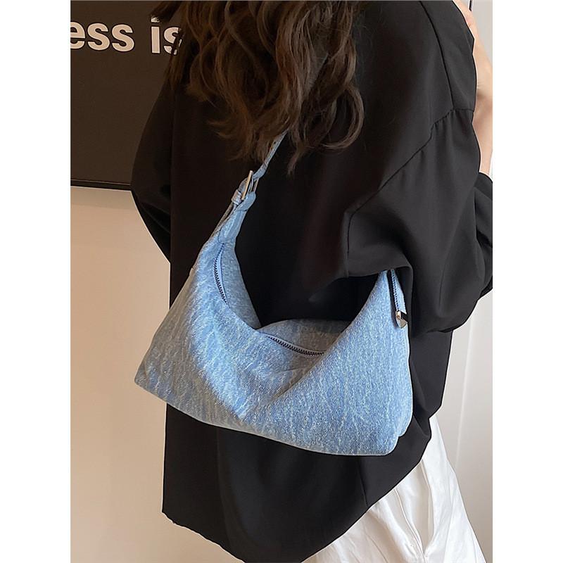 IELGY Denim Bag Casual One-Shoulder Underarm Bag Popular Fashion Cross-Body Dumpling Bag