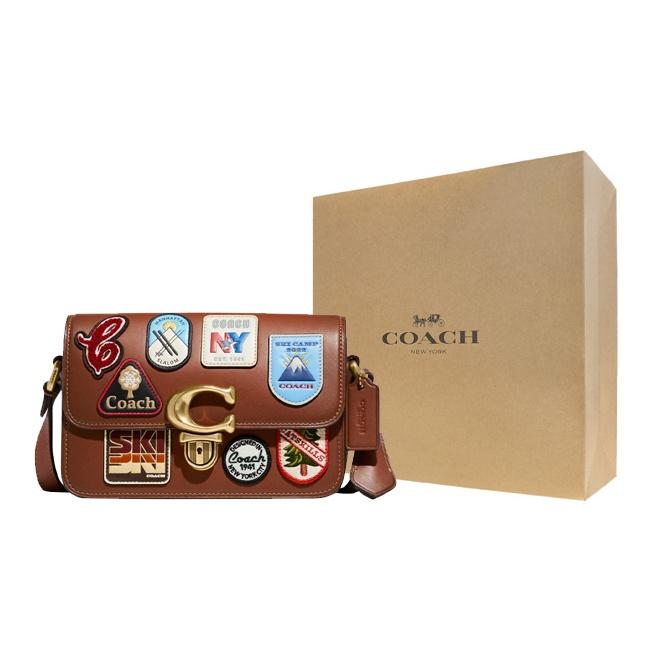 Coach Studio 19 Label C Logo Buckle Flap Crossbody Bag Women Crossbody Bag Saddle C8078-B4L4A