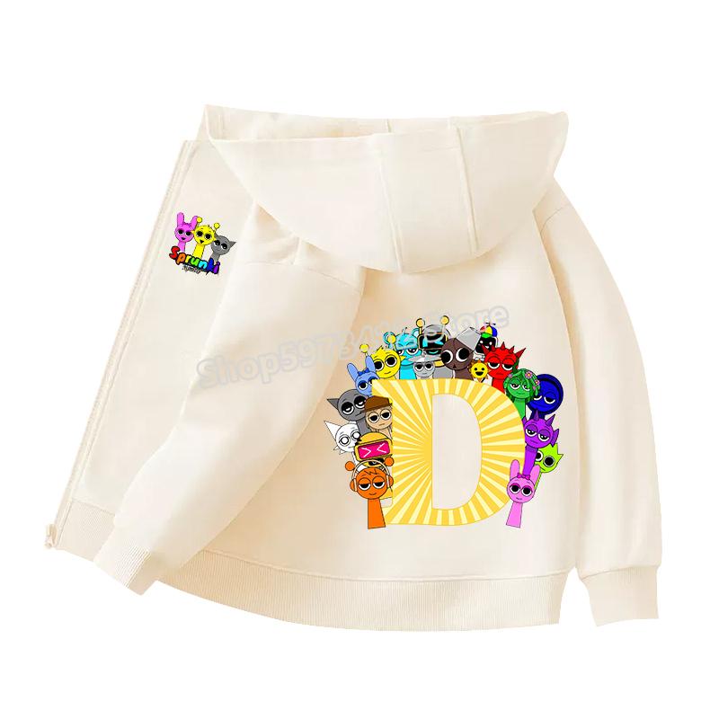 Kids Clothing Gift Child Cardigan Jacket Anime Cartoon A-Z Letter Windbreaker Hooded Girl Clothes Casual Thin Tops Coat