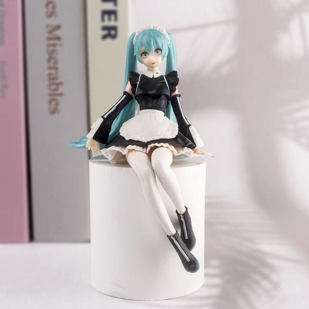 14cm Latest Anime Hatsune Miku Virtual Singer Manga Sitting Posture Model Playthings Computer Desk Cake Decoration Adorable Free Ship