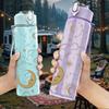 1PC Moon Star Boho Celestial Pattern Print 750ml Color Plastic Sports Water Bottle Leakproof Flip Straw Lid Suitable for Sports Office Home Use