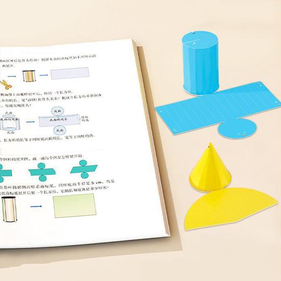 1 Set Pull String 3D Geometry Learning Book Early Education Paper Folding Rope Geometry Model with 15 Solids Volume Surface Area Formulas Teaching Toy