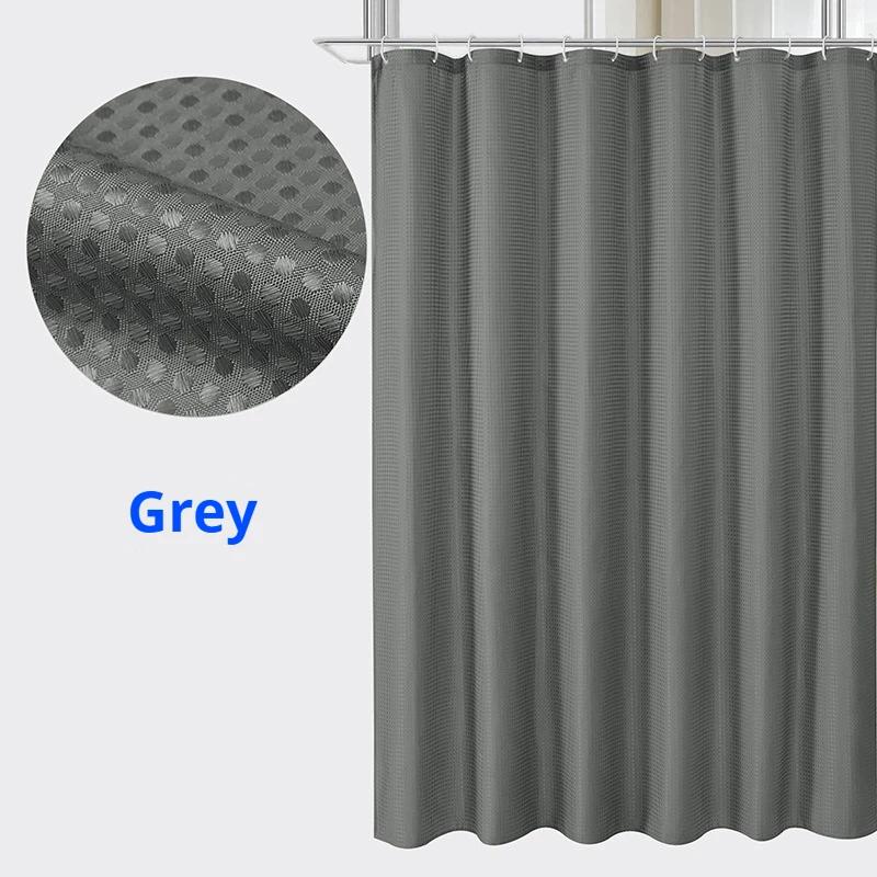 

1pcs 180cm*180cm Thickened Waffle Solid Color Shower Curtain Waterproof Mildew Resistant Bathroom Partition Curtain 180*180cm сірий