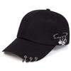 Street Style Hip-Hop Baseball Cap with Unique Horn Accents, Safety Pins & Charms Casual Cool Outdoor Accessory for Couples