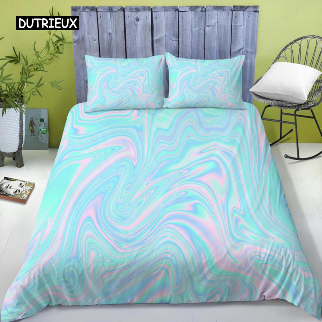Regenbogen Druck Bettwäsche Set, Bunter Streifen Bettbezug Weiches Bettwäsche Set, Einzelbett King Queen Größe 3-teilig Polyester Bettdeckenbezug