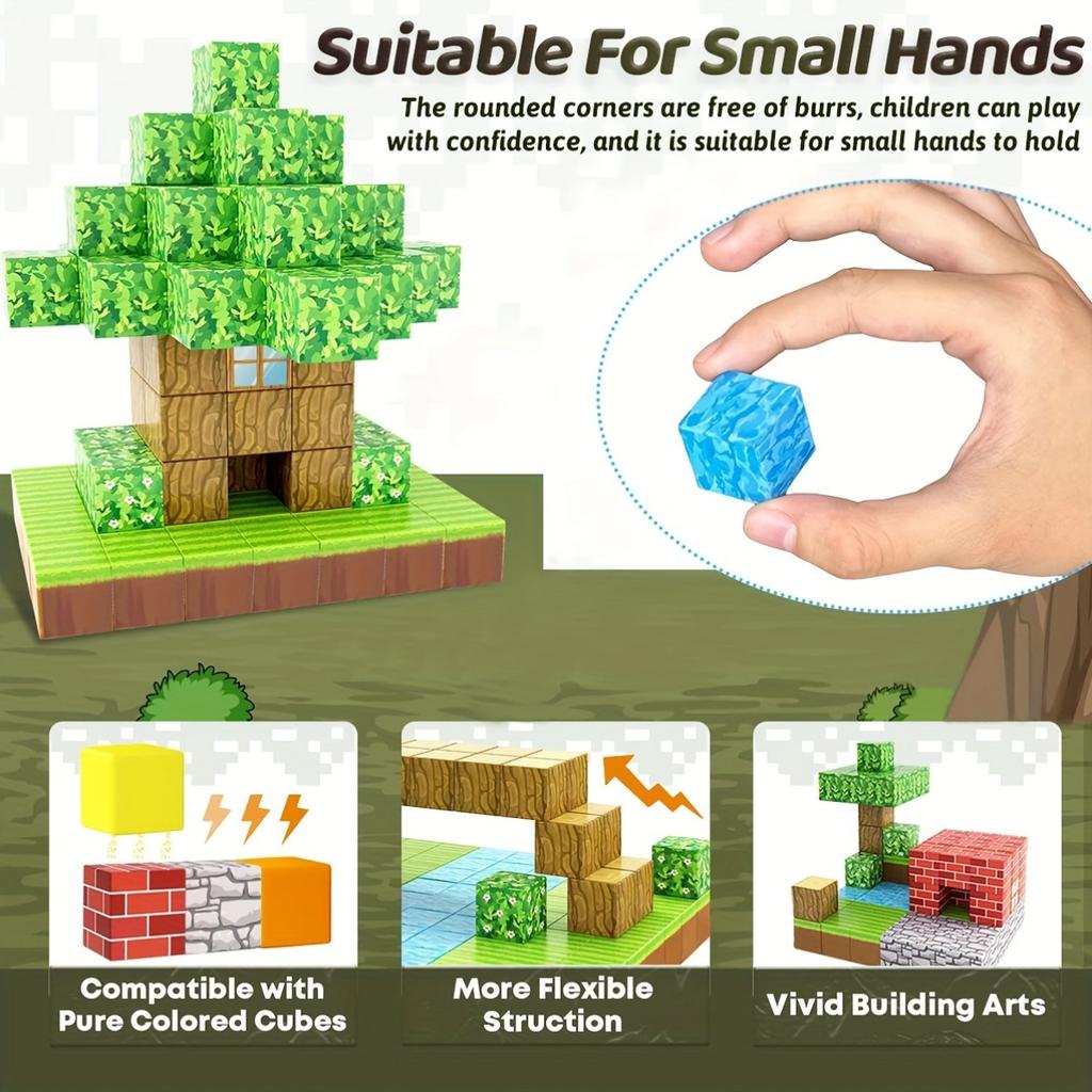 Upgrades Magnetic Building World Blocks Toy Build World Set for Boys Girls STEM Montessori Sensory Cubes for Toddlers