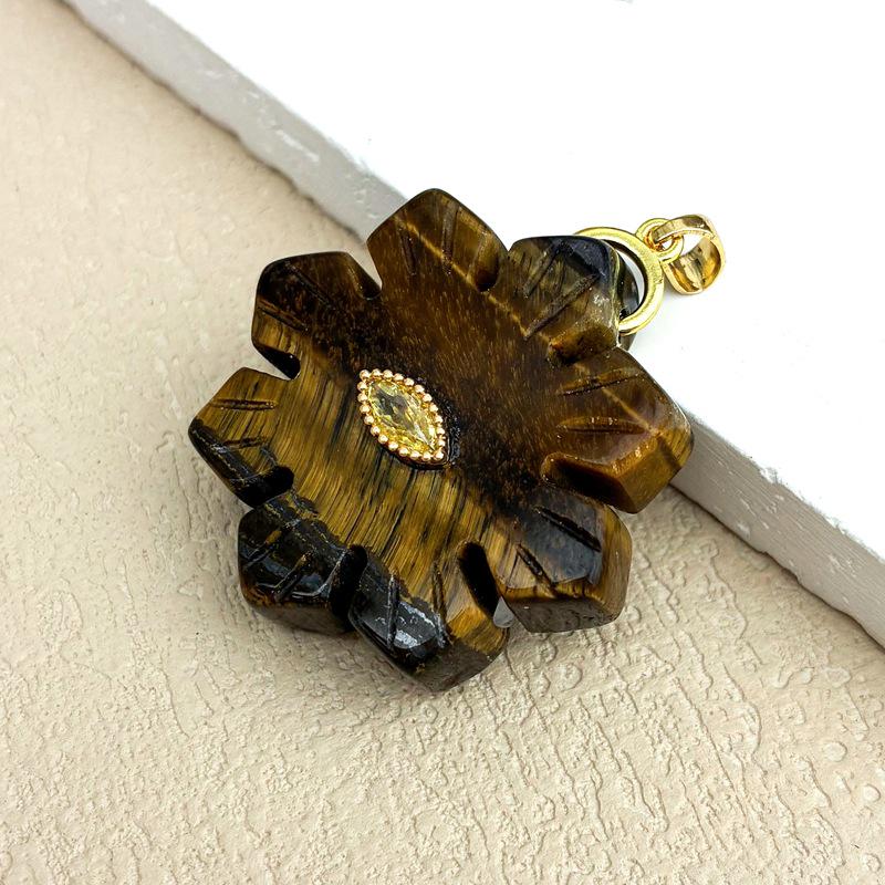 Natural Rose Quartz Crystal & Snowflake Pendant Necklace with Lapis Lazuli