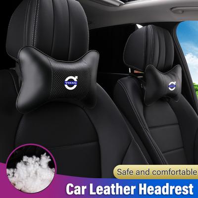 High-quality Leather Car Seat Headrest Memory Foam Comfort Pillow Auto Interior For Rdesign V60 V40 XC90 XC60 V50 S90 V90