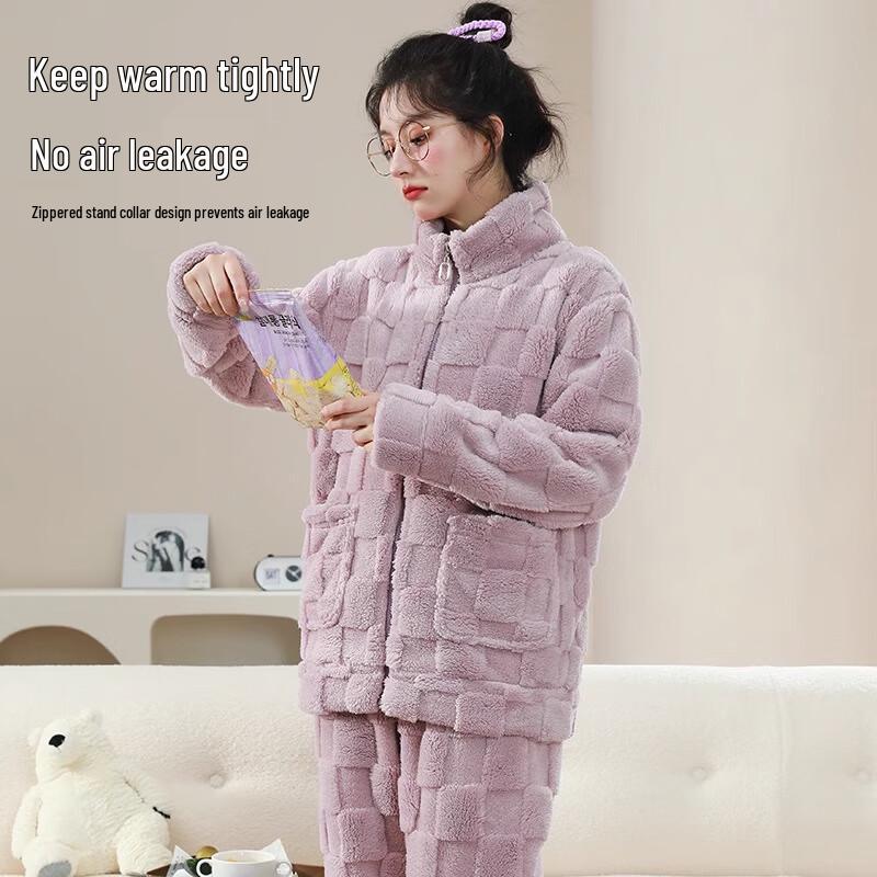 Langsha Women's Winter Coral Fleece Loungewear Set