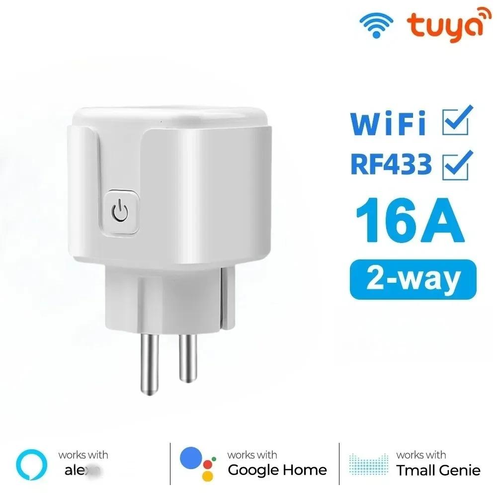 Smart Socket 16A Wifi Smart Plug 433 Mhz RF Wireless Remote Control EU FR Plug With Power Monitoring for Google Assistant Alexa