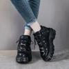 Fashion Sneakers Women NEW Punk Style Shoes Lace-up Heel Height 6CM Platform Shoes Gothic Ankle Rock Boots Metal Decor Woman Sneakers