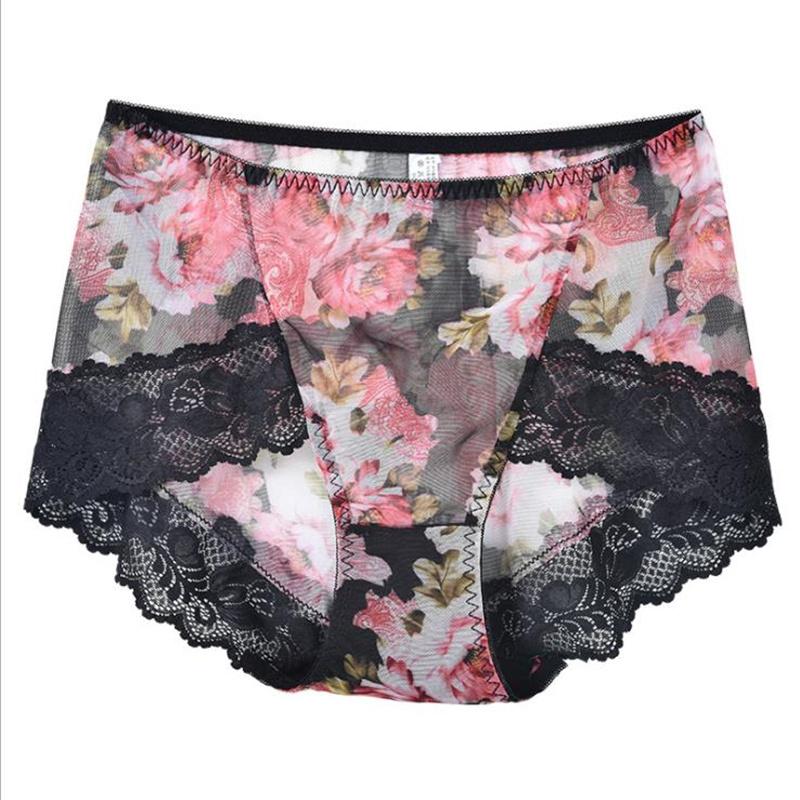 110kg Plus Size Sexy Panty Briefs Lace Panties Women Underwear Middle Waist Pant Lingerie Fit for Big Hips