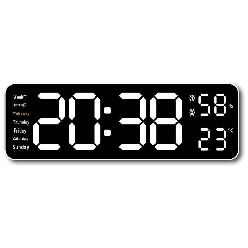 Multifunctional Rectangular Electronic Alarm Clock with Large Display - Wall-Mountable/Desktop Stand