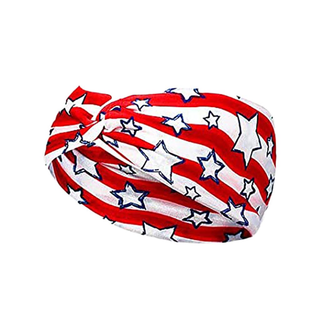 Retro Star Stripe Twisted Sweat Absorbing Yoga Running Headband for Sports and Party Decoration Unisex Stretchy Hair Band