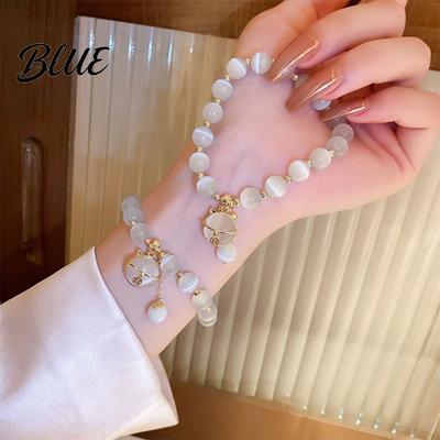 Kitty Head Pendant Bracelet Women with Elastic Cord Glass Beauty