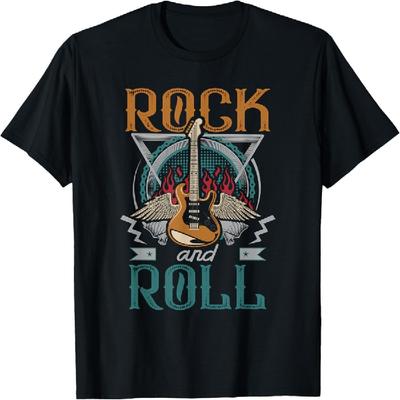 Vintage Retro 80er Rock & Roll Musik Gitarre Flügel T-Shirt