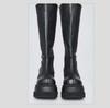 Women's Gothic 43 Size Thick-Soled Motorcycle Knight Boots - Big Head, Slim High, Knee-Length