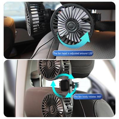 Car Fan Electric Car Fans for Rear Seat Passenger Portable Car Seat Fan Headrest 360 Degree Rotatable Backseat Car Fan