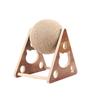 Triangle Wooden Cat Toy with Natural Sisal Rope Ball Durable Interactive Scratching and Playing Station for Cats