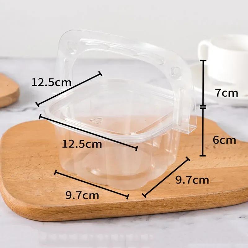 20Pcs Transparent Dessert Box With Handle Fruit Pudding Ice Cream Plastic Cake Box Packaging Baby Shower Birthday Party Supplies