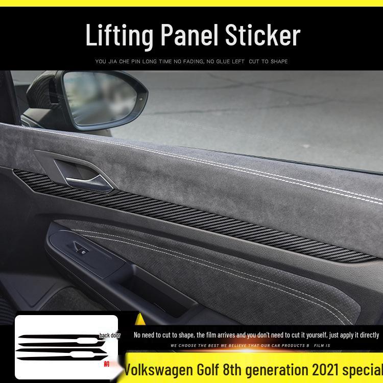 Compatible with 2021 VW Golf 8th Gen Interior Mod: Carbon Fiber Center Console & Door Protection Stickers
