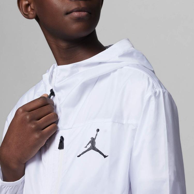 Jordan Kids Alphabet Logo Print Hooded Jacket Kids Outerwear White FQ1061-100