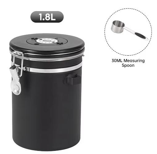 Stainless Steel Airtight Lid Preserves Freshness Storage For Coffee Beans Canister Coffee Container with Co2 Valve Coffeeware
