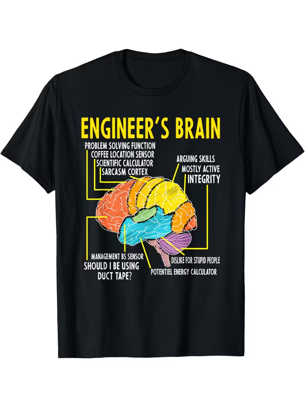 Funny Engineer S Brain Graphic T-Shirt | Humorous Engineering Design with Problem Solving XXXXL