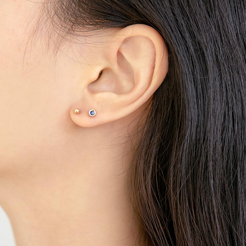 Lunne 14K Blue Cubic Piercing (14K Gold) (Bar Thickness 1Mm) #Pib02