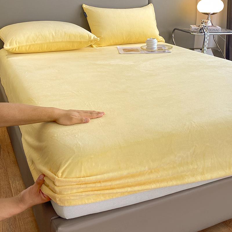 Thick Velvet Fitted Sheet Pillowcase 1/3 Pieces Set High Quality Non Slip Mattress Cover Protector Soft Bed Sheet Pillow Case