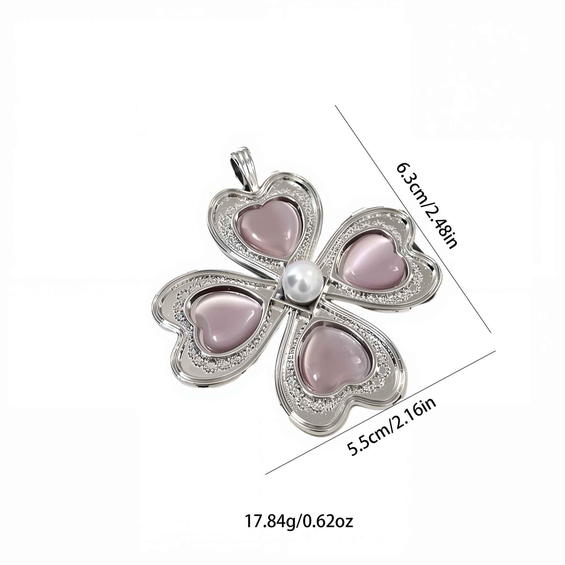 Lucky Flower Heart Necklace: Four-Leaf Clover Long Sweater Chain Women s Accessory