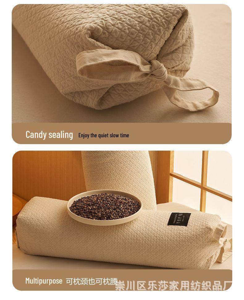 Summer Cool Cotton Linen Buckwheat Cervical Pillow for Neck & Waist Support