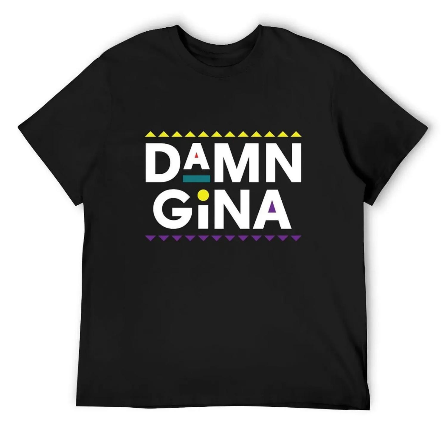 Damn Gina 90s T-Shirt plus size clothes oversized graphic shirts Men s cotton t-shirt S чёрный