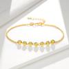 Vietnam Cat's Eye Stone Bracelet with Gold-Plated Brass Beads - Women's Fashion Jewelry Gift