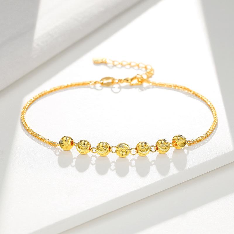 

Vietnam Cat s Eye Stone Bracelet with Gold-Plated Brass Beads - Women s Fashion Jewelry Gift