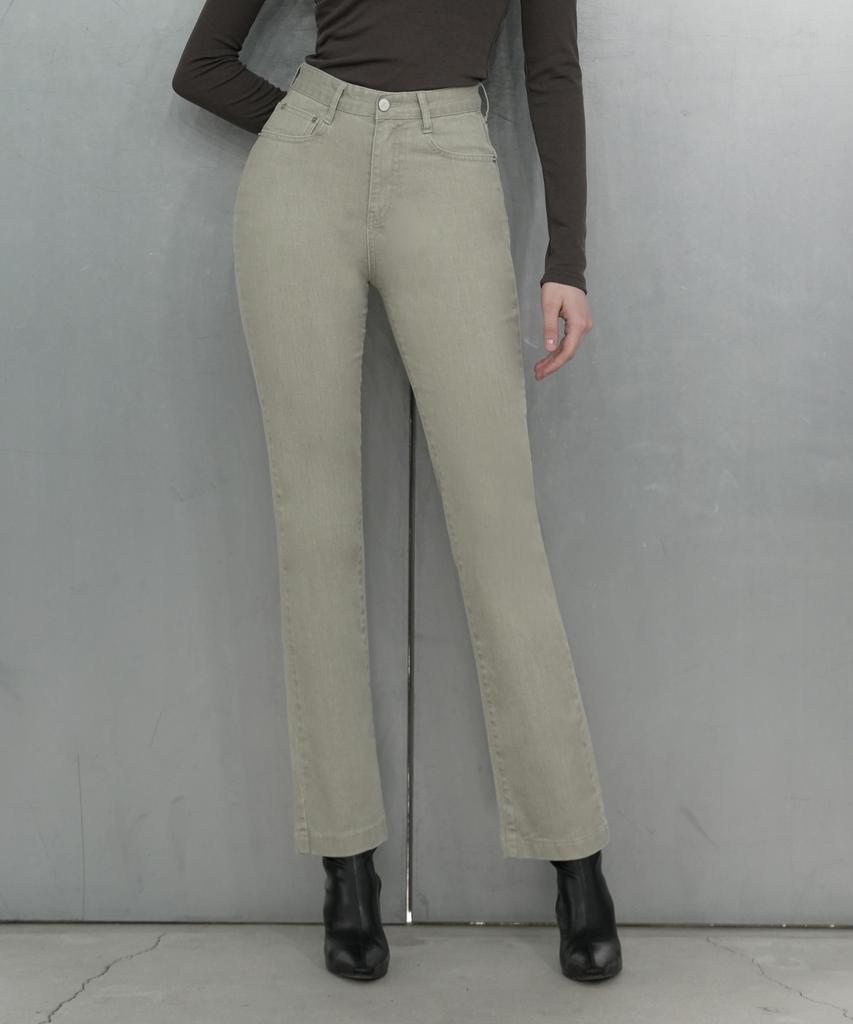 WAARFORWOMAN W1029 Cotton Slim Straight Pants_Khaki